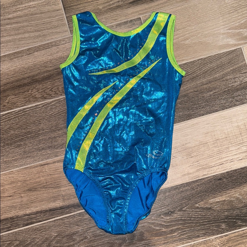 Blue and Green Gymnastics Leotard AXS new no tags